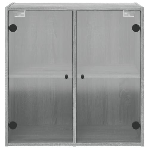 Skab med glaslåger 68x37x68,5 cm grå sonoma-eg