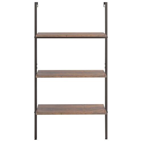 Stigereol med 3 hylder 64x35x120,5 cm mørkebrun og sort