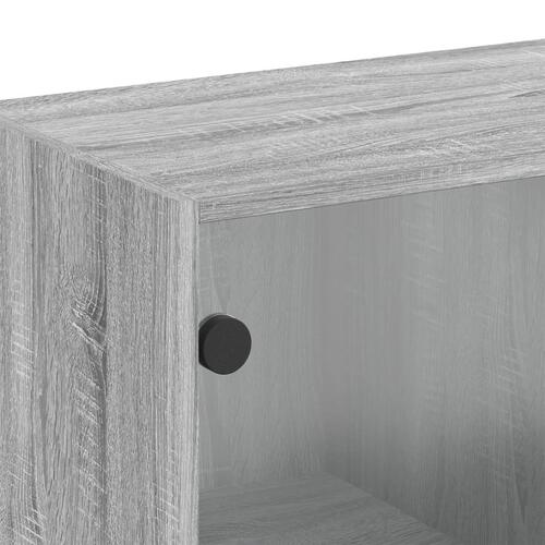 Skab med glaslåger 68x37x68,5 cm grå sonoma-eg