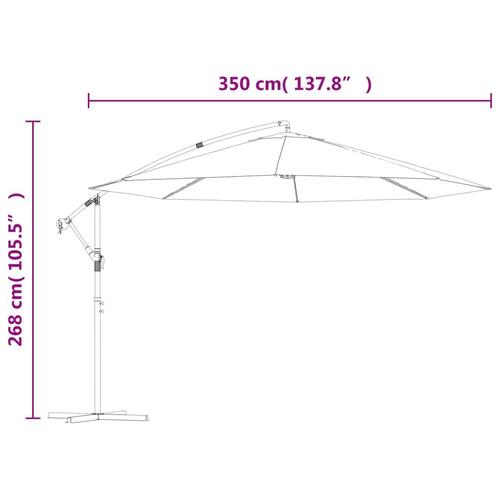 Hængeparasol med aluminiumstang 350 cm gråbrun