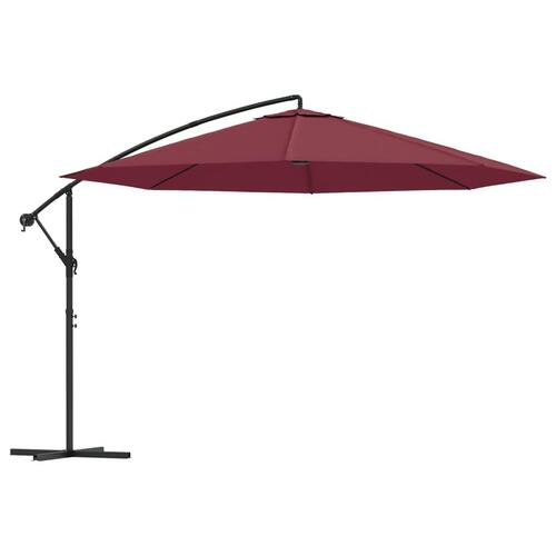 Hængeparasol med aluminiumstang 350 cm bordeauxrød
