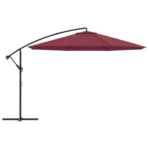 Hængeparasol med aluminiumstang 350 cm bordeauxrød