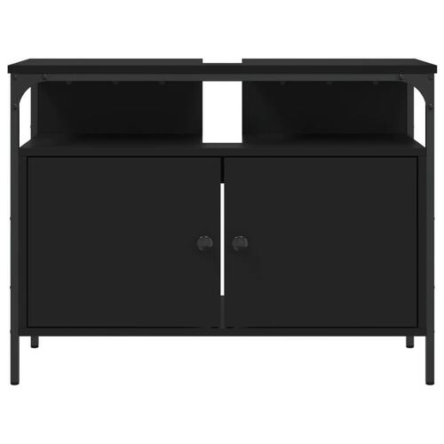 Underskab til håndvask 80x30x60 cm konstrueret træ sort
