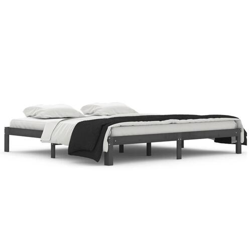 Sengeramme 200x200 cm massivt fyrretræ grå