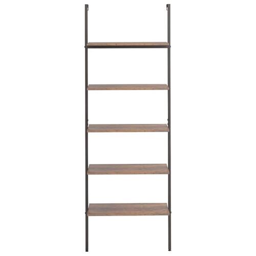 Stigereol med 5 hylder 64x35x185 cm mørkebrun og sort