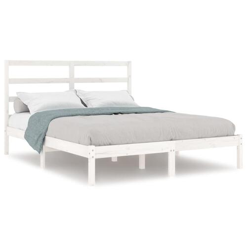 Sengeramme uden madras 140x200 cm massivt fyrretræ hvid