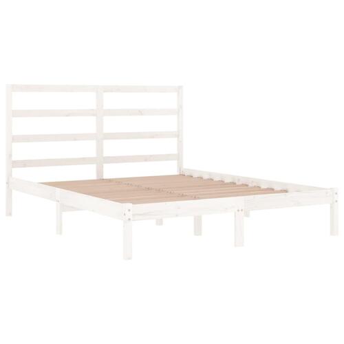 Sengeramme uden madras 140x200 cm massivt fyrretræ hvid
