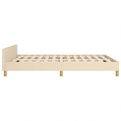 Sengeramme med sengegavl 140x190 cm - stof, cremefarvet