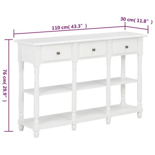Konsolbord 110x30x76 cm konstrueret træ hvid