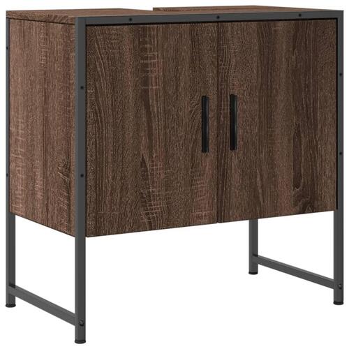 Underskab til håndvask 60x33x60 cm konstrueret træ brunt eg
