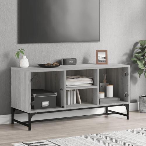 Skab med glaslåger 102x37x50 cm grå sonoma-eg