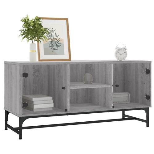 Skab med glaslåger 102x37x50 cm grå sonoma-eg