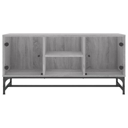 Skab med glaslåger 102x37x50 cm grå sonoma-eg