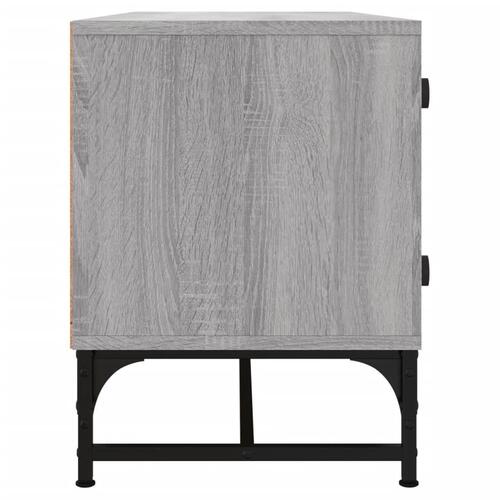 Skab med glaslåger 102x37x50 cm grå sonoma-eg