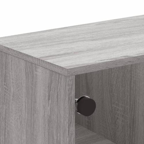 Skab med glaslåger 102x37x50 cm grå sonoma-eg