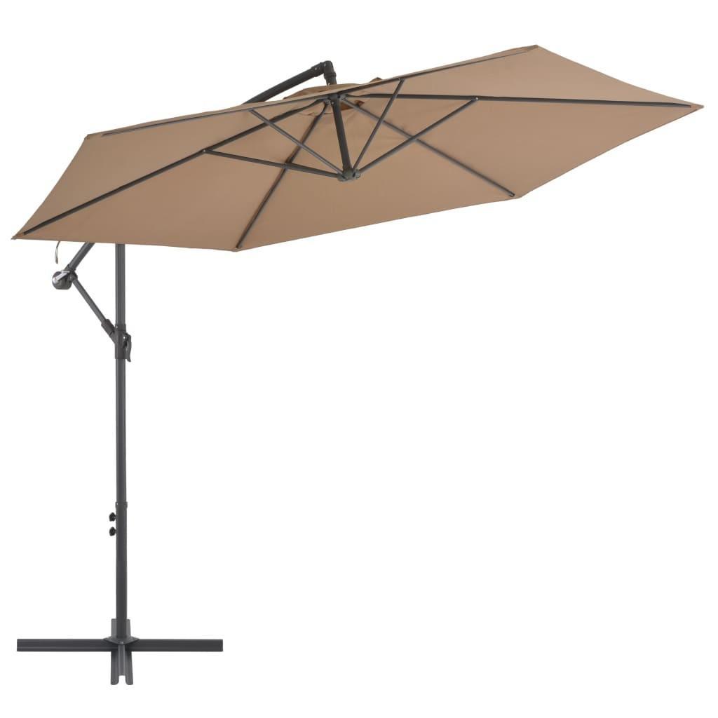 Hængeparasol med aluminiumstang 300 cm gråbrun