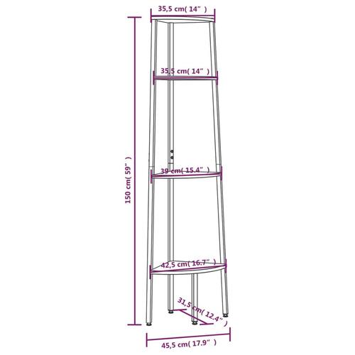 Stigereol med 4 hylder 45,5x31,5x150 cm sort