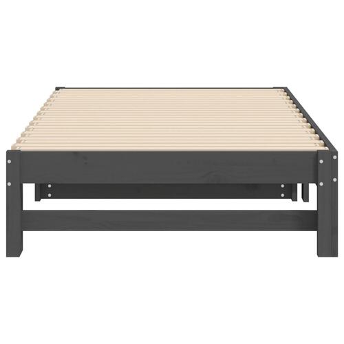 Daybed med udtræk 2x(90x190) cm massivt fyrretræ grå