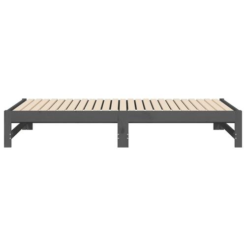 Daybed med udtræk 2x(90x190) cm massivt fyrretræ grå