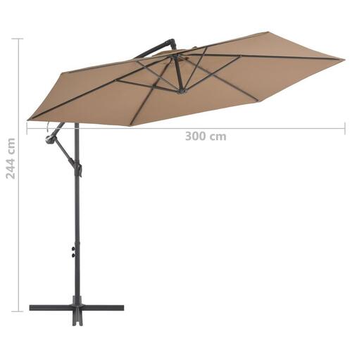 Hængeparasol med aluminiumstang 300 cm gråbrun