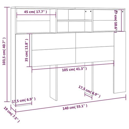 Sengegavl med opbevaring 140x19x103,5 cm sort