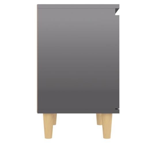 Sengebord m. massive træben 40x30x50 cm grå højglans