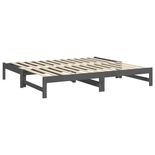 Daybed med udtræk 2x(90x190) cm massivt fyrretræ grå