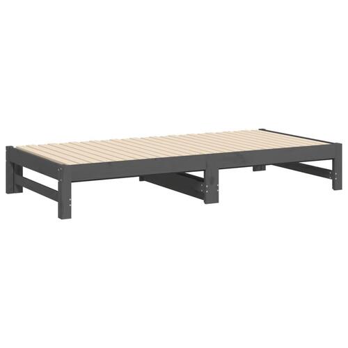 Daybed med udtræk 2x(90x190) cm massivt fyrretræ grå