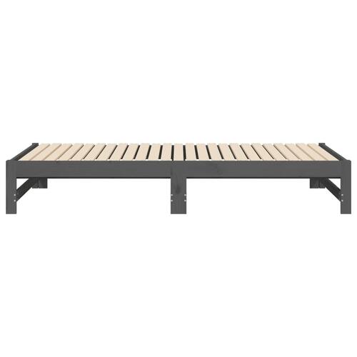 Daybed med udtræk 2x(90x190) cm massivt fyrretræ grå