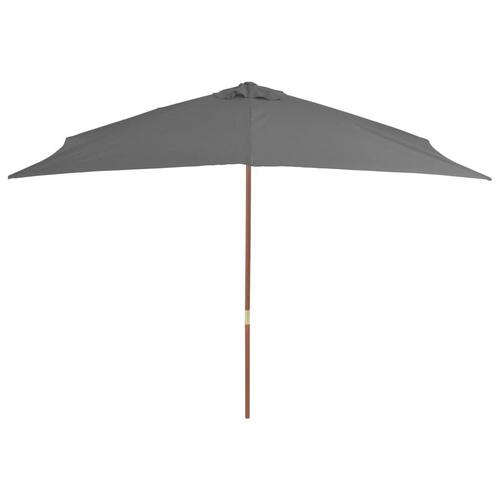 Udendørs parasol med træstang 200 x 300 cm antracitgrå