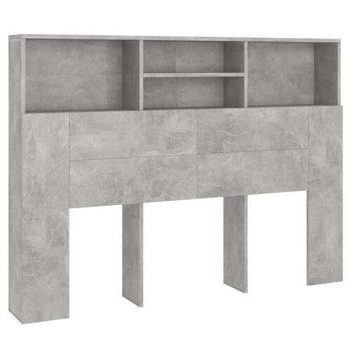 Sengegavl med opbevaring 140x19x103,5 cm betongrå