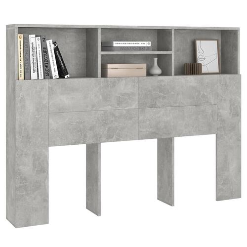 Sengegavl med opbevaring 140x19x103,5 cm betongrå