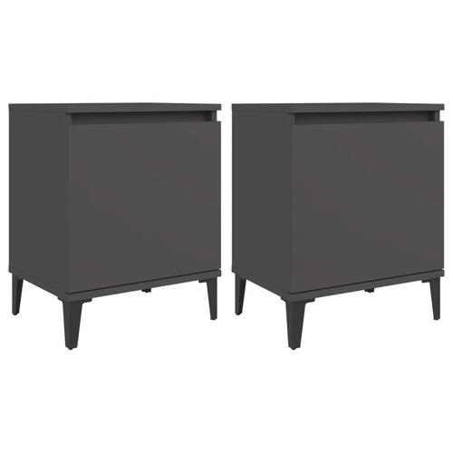 Sengeborde med metalben 40x30x50 cm grå
