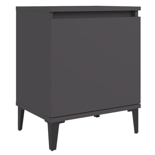 Sengeborde med metalben 40x30x50 cm grå