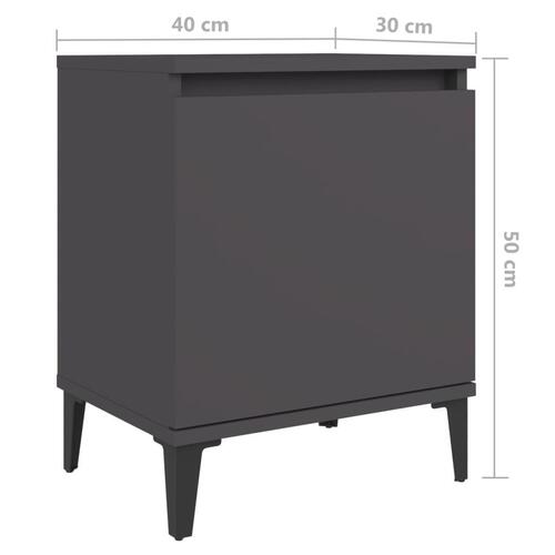 Sengeborde med metalben 40x30x50 cm grå