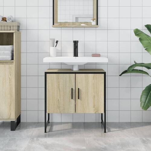Underskab til håndvask 60x33x60 cm konstrueret træ sonoma-eg