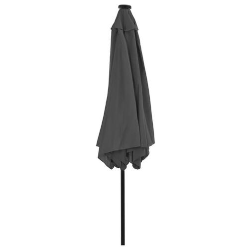 Udendørs parasol med LED-lys og stålstang 300 cm antracitgrå