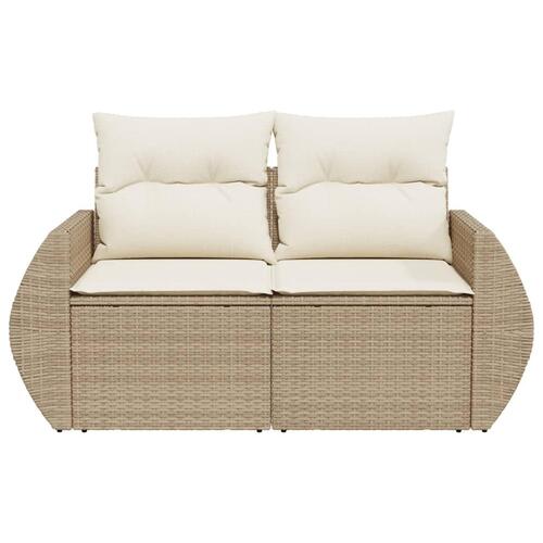 2-personers havesofa med hynder polyrattan beige