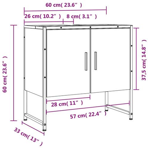 Underskab til håndvask 60x33x60 cm konstrueret træ sonoma-eg