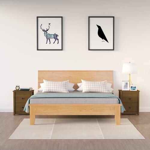Sengeborde 2 stk. 50x35x61,5 cm massivt fyrretræ gyldenbrun