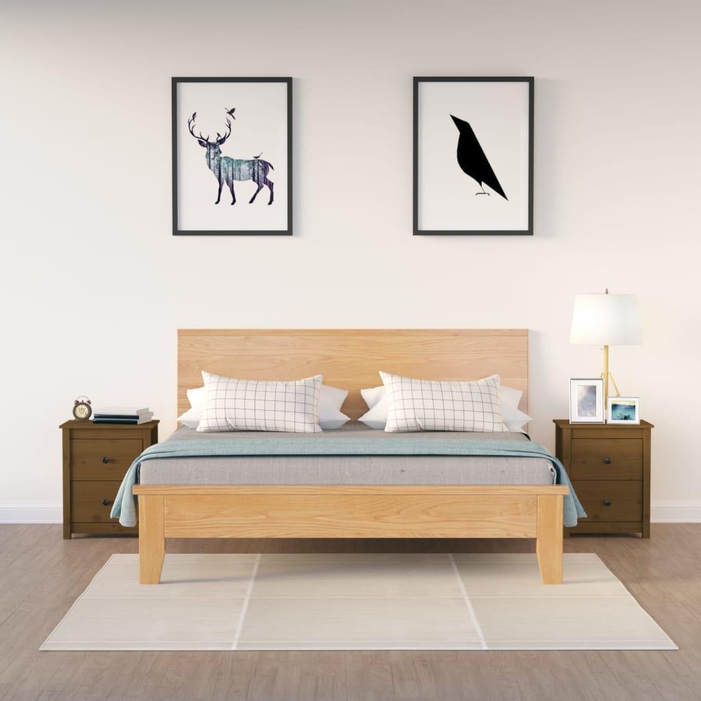 Sengeborde 2 stk. 50x35x61,5 cm massivt fyrretræ gyldenbrun