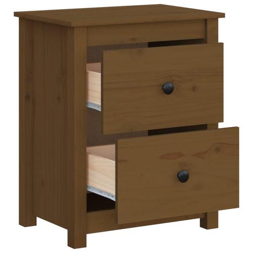 Sengeborde 2 stk. 50x35x61,5 cm massivt fyrretræ gyldenbrun
