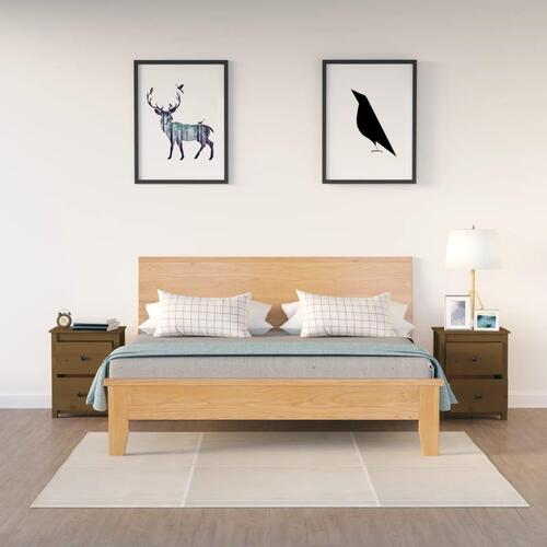 Sengeborde 2 stk. 50x35x61,5 cm massivt fyrretræ gyldenbrun