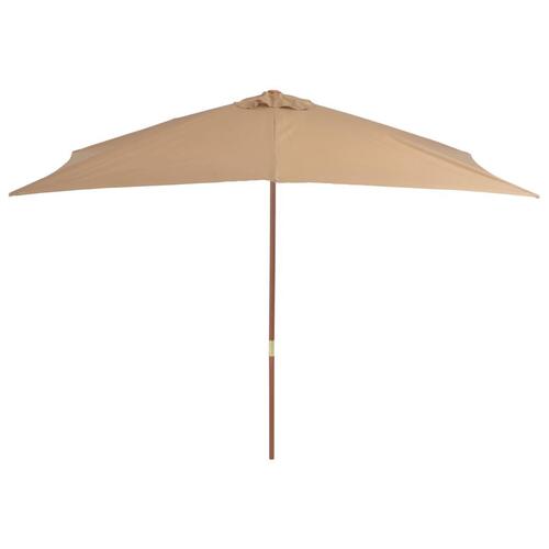 Udendørs parasol med træstang 200 x 300 cm gråbrun