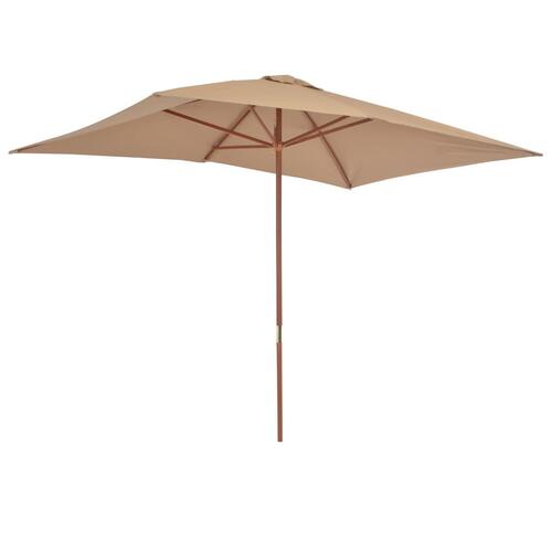 Udendørs parasol med træstang 200 x 300 cm gråbrun