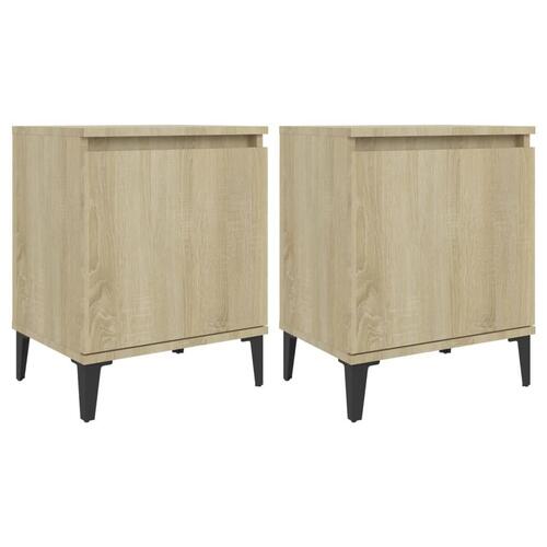 Sengeborde med metalben 40x30x50 cm sonoma-eg