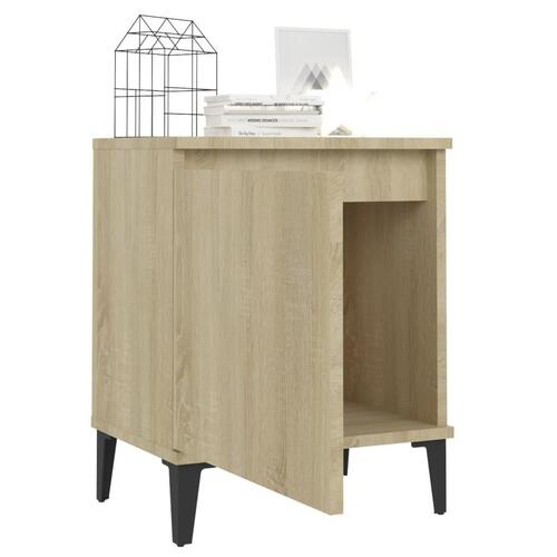 Sengeborde med metalben 40x30x50 cm sonoma-eg