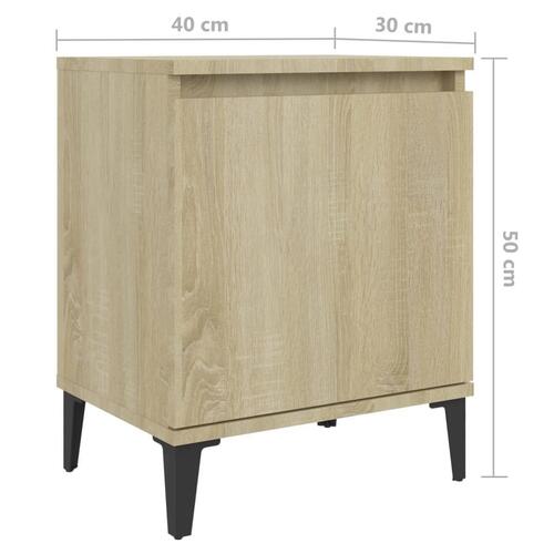Sengeborde med metalben 40x30x50 cm sonoma-eg