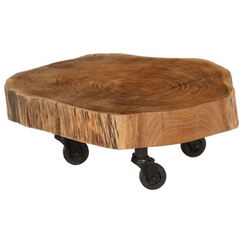 Sofabord i massivt akacietræ med hjul - 60 × 55 × 25 cm