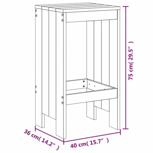 Barstole 2 stk. 40x36x75 cm massivt fyrretræ gyldenbrun